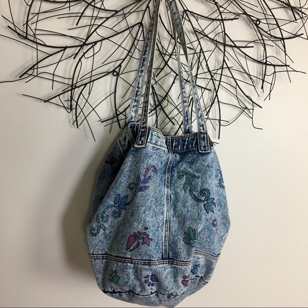 Vintage 1980’s denim jeans purse. Large unique.